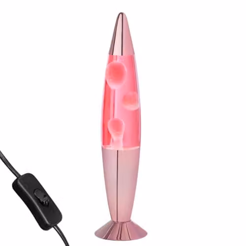 Global Gizmos 48879 Pastel Pink Lava Lamp with Rose Gold Chrome Base – 1