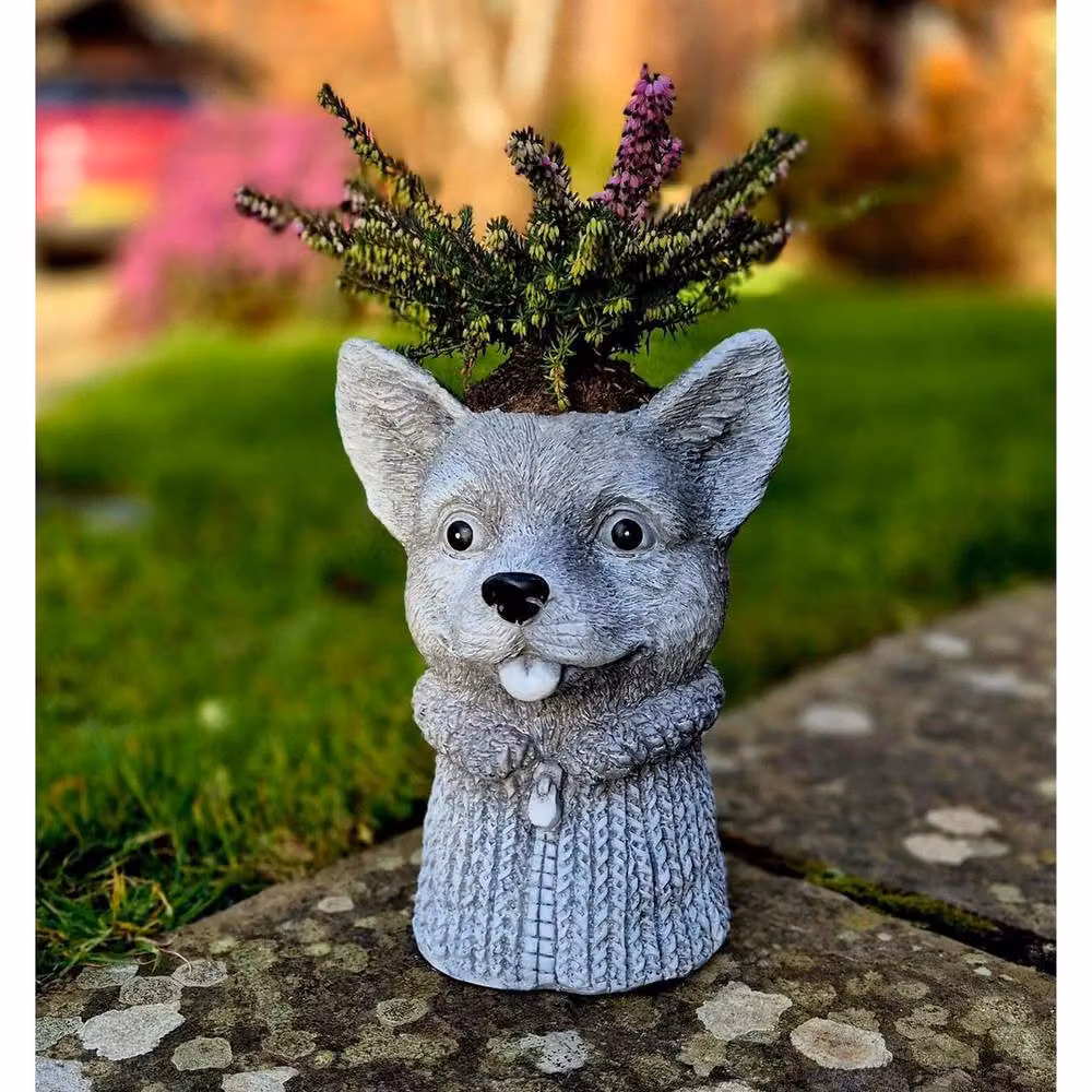 SPETLEK Fox Garden Ornament Plant Pot Planter in Grey – 2