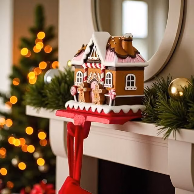 Garden Greatness Candy Theme Gingerbread Stocking Holder in Brown and Multicolour