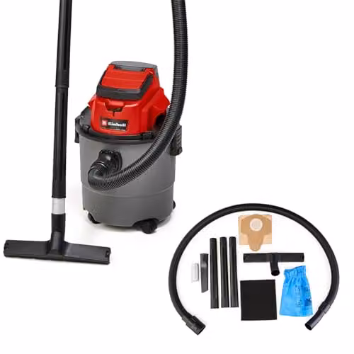 Einhell TC-VC 18/15 Li Solo 18V Power X-Change Cordless Wet and Dry Vacuum Cleaner with 15L Tank in Red and Black – 1