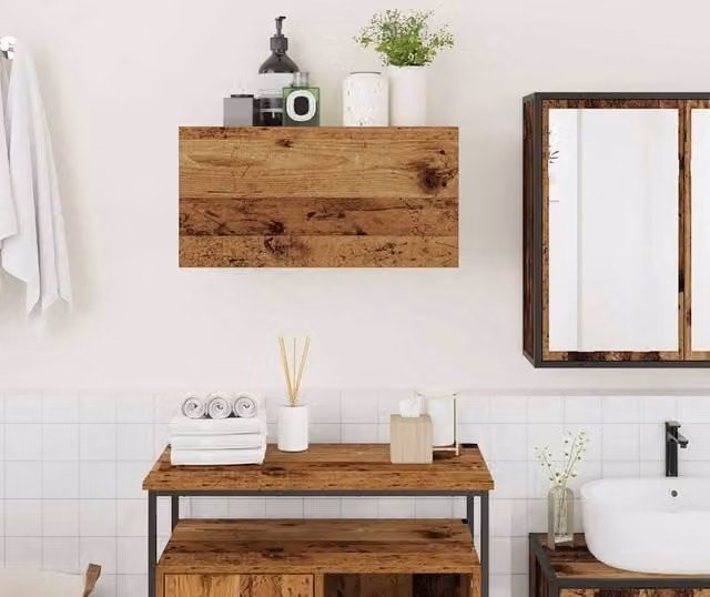 Berkfield Home Decorative Bathroom Wall Cabinet in Brown Old Wood, W/D/H: 60 x 25 x 30 cm – 1