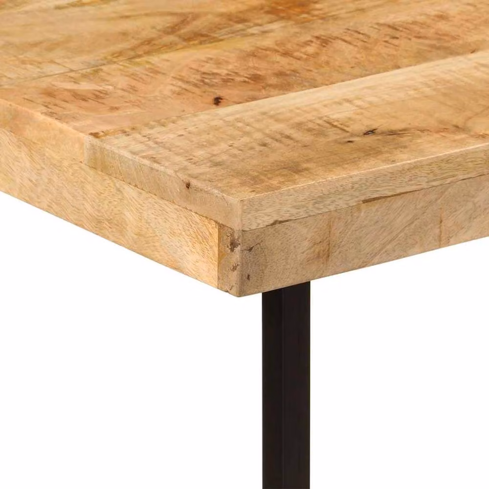 Berkfield Home Beautiful Writing Desk in Brown Mango Wood and Black Iron, W/D/H: 165 x 110 x 77 cm – 2