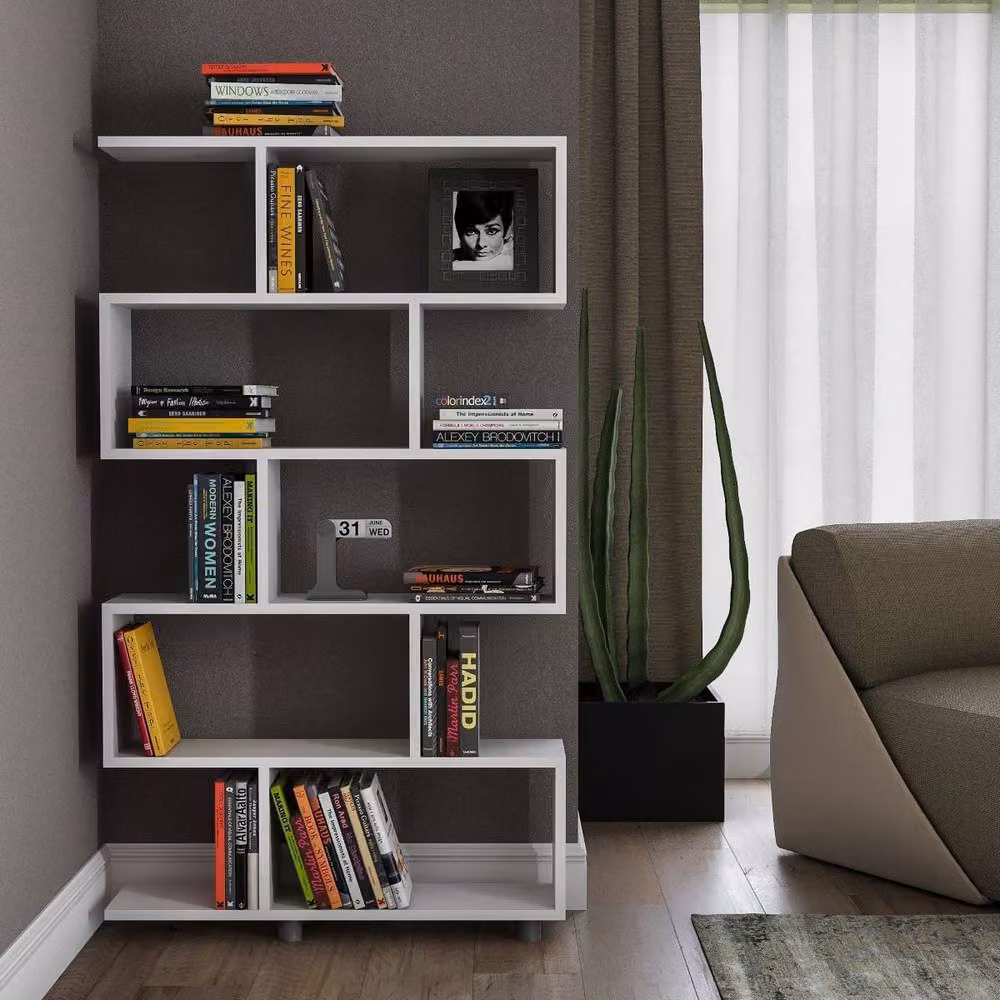CALICOSY 11-Shelf White Wall-Mounted Shelving Unit, W: 90 cm, H: 156 cm, D: 20 cm – 2