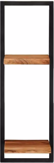 Berkfield Home Set of 2 Industrial Wall Shelves in Brown Acacia Wood and Steel, W/D/H: 25 x 25 x 75 cm