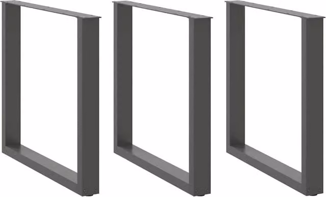 Berkfield Home U-Shaped Steel Coffee Table Legs, 3 Pieces, Anthracite Black, H: 72.5 cm, W: 80 cm – 1