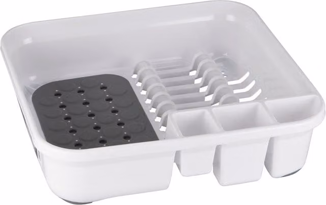 Addis Premium Draining Station in White with Cup and Cutlery Holders