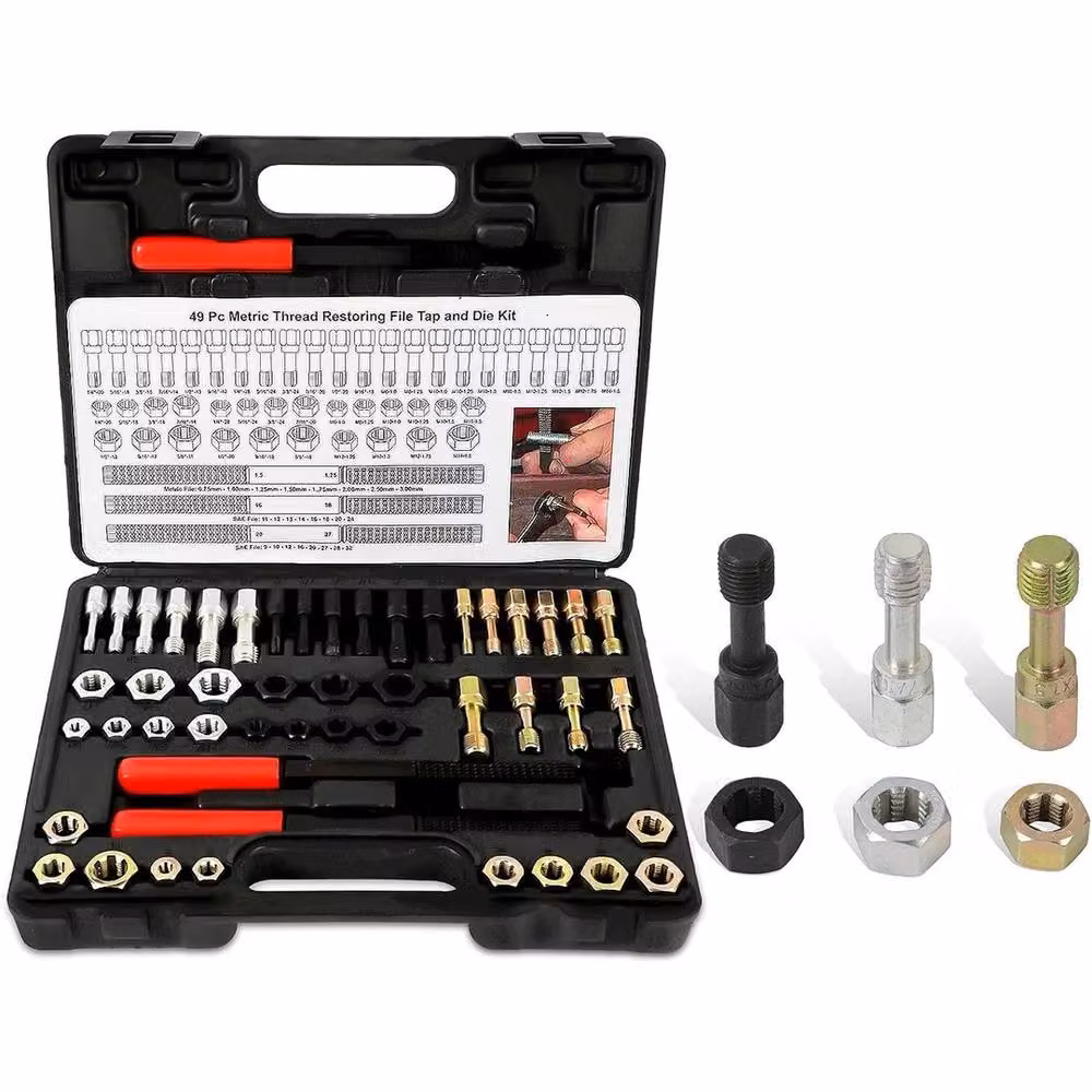 SPETLEK 49 Piece Thread Repair Chaser Kit with UNC, UNF and Metric Tap and Die Sets, Multicolour – 2