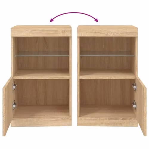 vidaXL Modern Sideboard with Integrated LED Lights in Sonoma Oak, W/D/H: 41 x 37 x 67 cm – 4