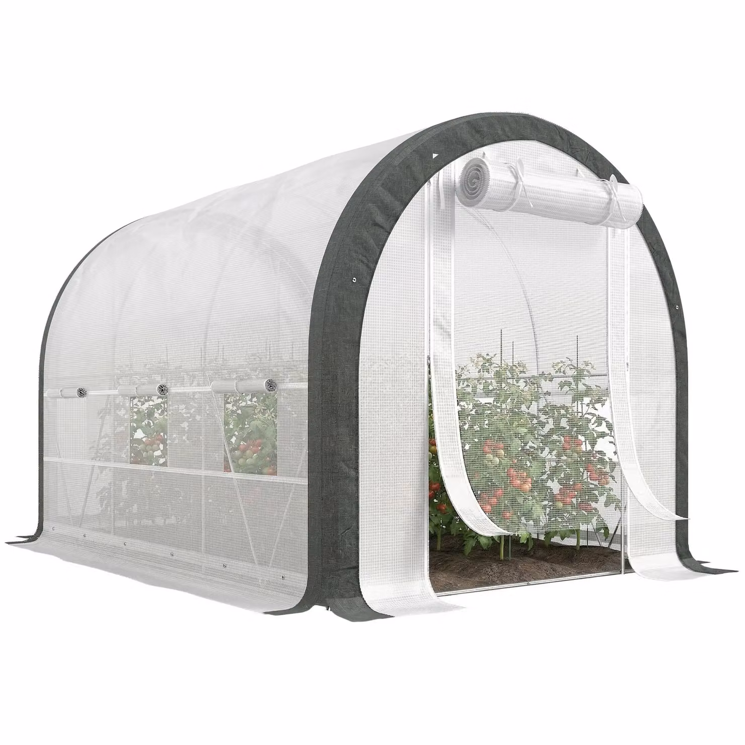Outsunny White Walk-in Polytunnel Greenhouse with Steel Frame, W/D/H: 300 x 200 x 200 cm – 2