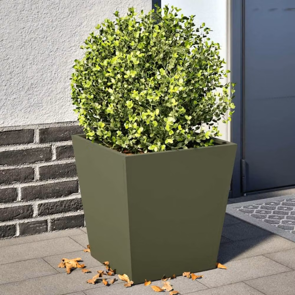 Berkfield Home Garden Steel Planter Tubs, Green, 2 Pack, W/D/H: 40 x 40 x 40 cm – 1