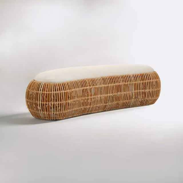 Orsina Wide Rattan Bean Bench in Brown and Beige – 1