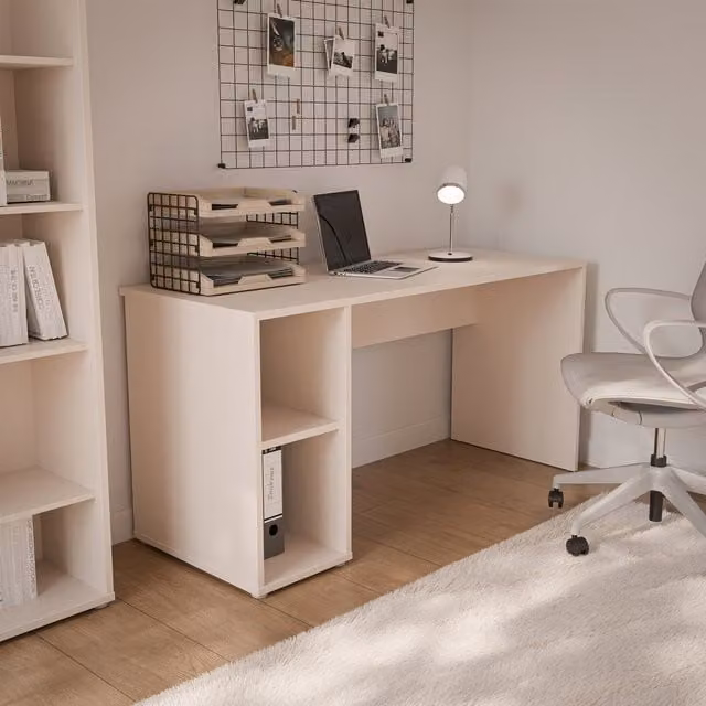 Furniture To Go Alice Springs Writing Desk with Open Shelf Storage in Sand