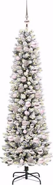 Berkfield Home Artificial Christmas Tree with 300 LEDs in Green and White, H 180 cm x W 53 cm x D 53 cm