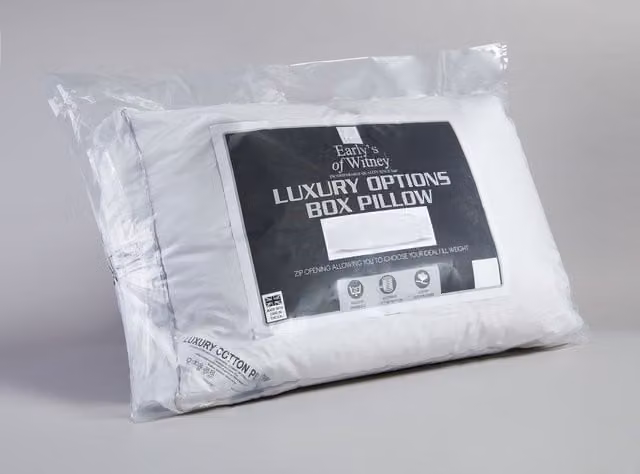 Early's of Witney Luxury Options White Rectangular Box Pillow with Removable Cotton Cover and Hollow Fibre Filling