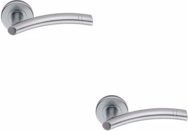 Loops 2x Pair Arched Round Bar Handles with Ring Detailing and Concealed Fixings in Satin Chrome