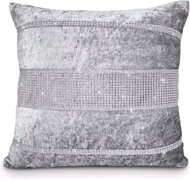 Intimates Rienzo Diamante Silver Velvet Filled Square Cushion, W x D: 43 x 43 cm