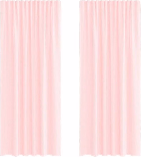 Berkfield Home Pink Voile Fabric Panel Curtains with Rod Pockets, 2 Pack