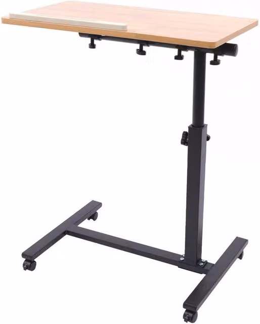 Havendro Mobile Rolling Laptop Desk and Height Adjustable Over Bed Hospital Table in Brown and Multicolour