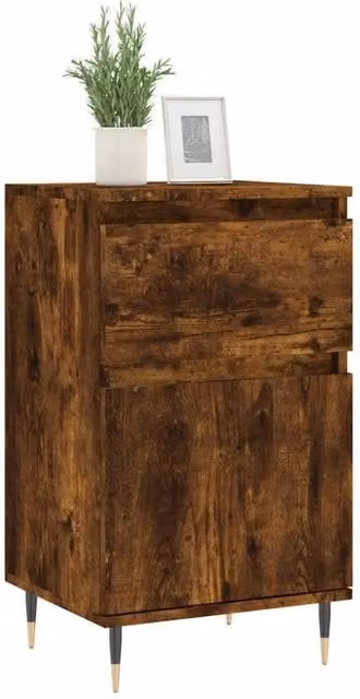 Berkfield Home Set of 2 Smoked Oak Sideboards in Brown, W/D/H: 40 x 35 x 70 cm – 1