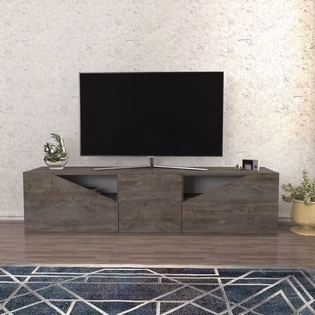 Carson Modern Freestanding TV Unit in Brown and Black Composite Wood
