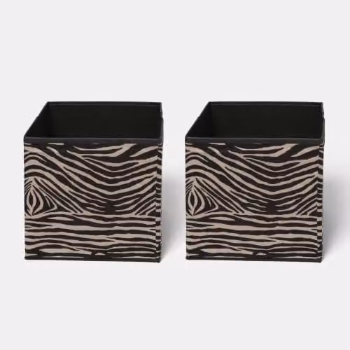 OHS Zebra Print Fabric Storage Cubes, 2 Pack, Brown, W/D/H: 27.0 x 27.0 x 27.0 cm – 1