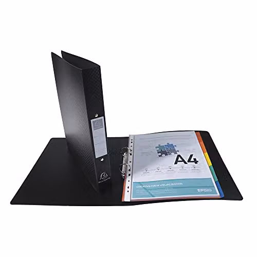 Exacompta Black Polypropylene Opaque Ring Binder for A4 Documents with 2 O-Rings and 40mm Spine – 3