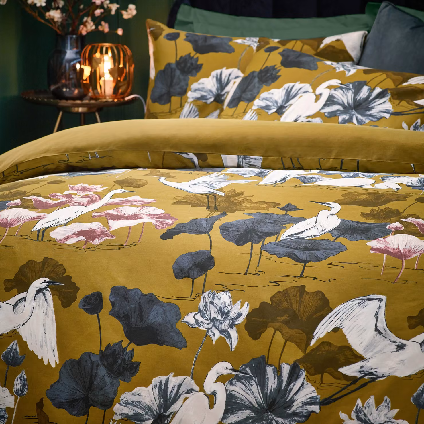 Wylder Tropics Kushiro Floral Cotton Percale Duvet Cover Set in Green and Multicolour, W: 140 cm, L: 200 cm – 3