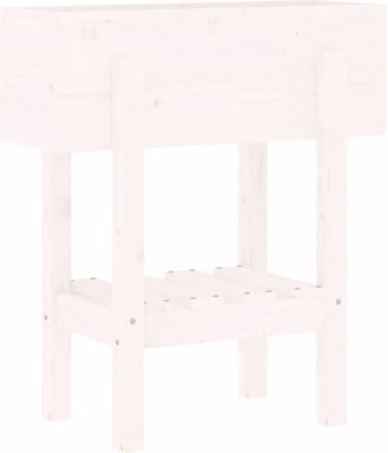Berkfield Home White Rustic Garden Planter in Solid Pine Wood, W/D/H: 62 x 30 x 69 cm