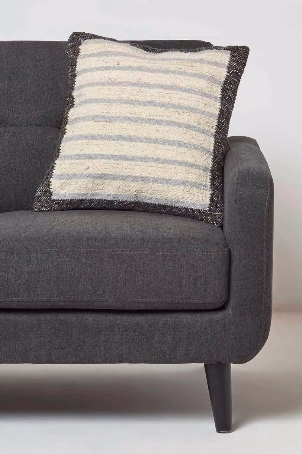 Homescapes Veria Handwoven Grey Striped Kilim Cushion with Microfibre Insert, W/D/H: 45 x 45 x 45 cm – 2