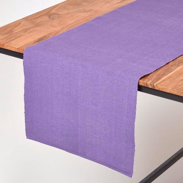 Homescapes Plain Cotton Table Runner in Purple
