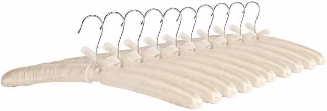 NESTLUNE Satin Clothes Hangers, White, Pack of 10