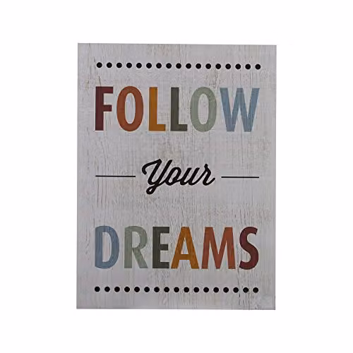 Premier Housewares Orsina Follow Your Dreams Wall Plaque in White and Multicolour
