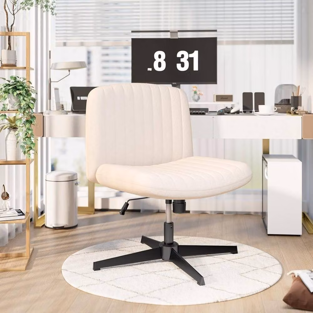 Gartistgo Ergonomic Cross-Legged Swivel Office Chair in Beige Fabric – 2