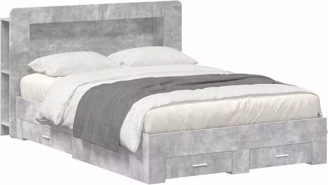 Berkfield Home Modern Bed Frame with Storage Drawers in Grey, W: 150 cm x D: 200 cm