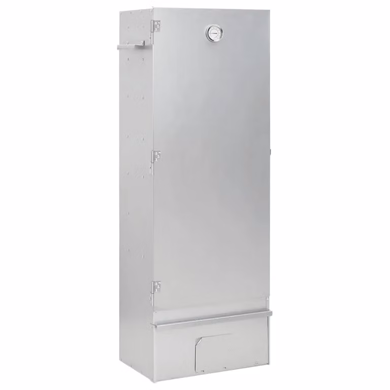 Berkfield Vertical BBQ Oven Smoker with Table in Silver Galvanised Steel