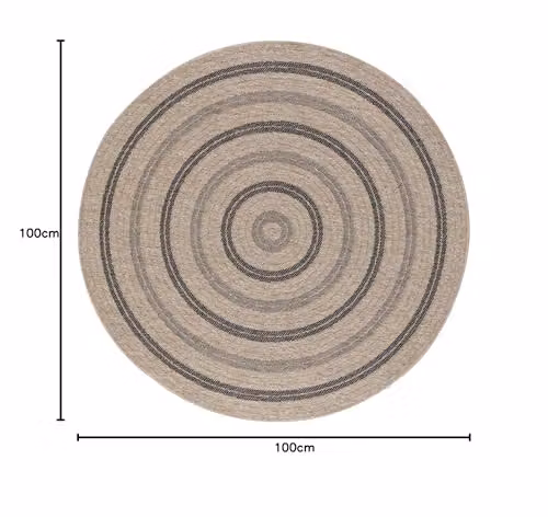 Livabliss Round Boho Geometric Rug in Beige and Black, Diameter: 100 cm – 2