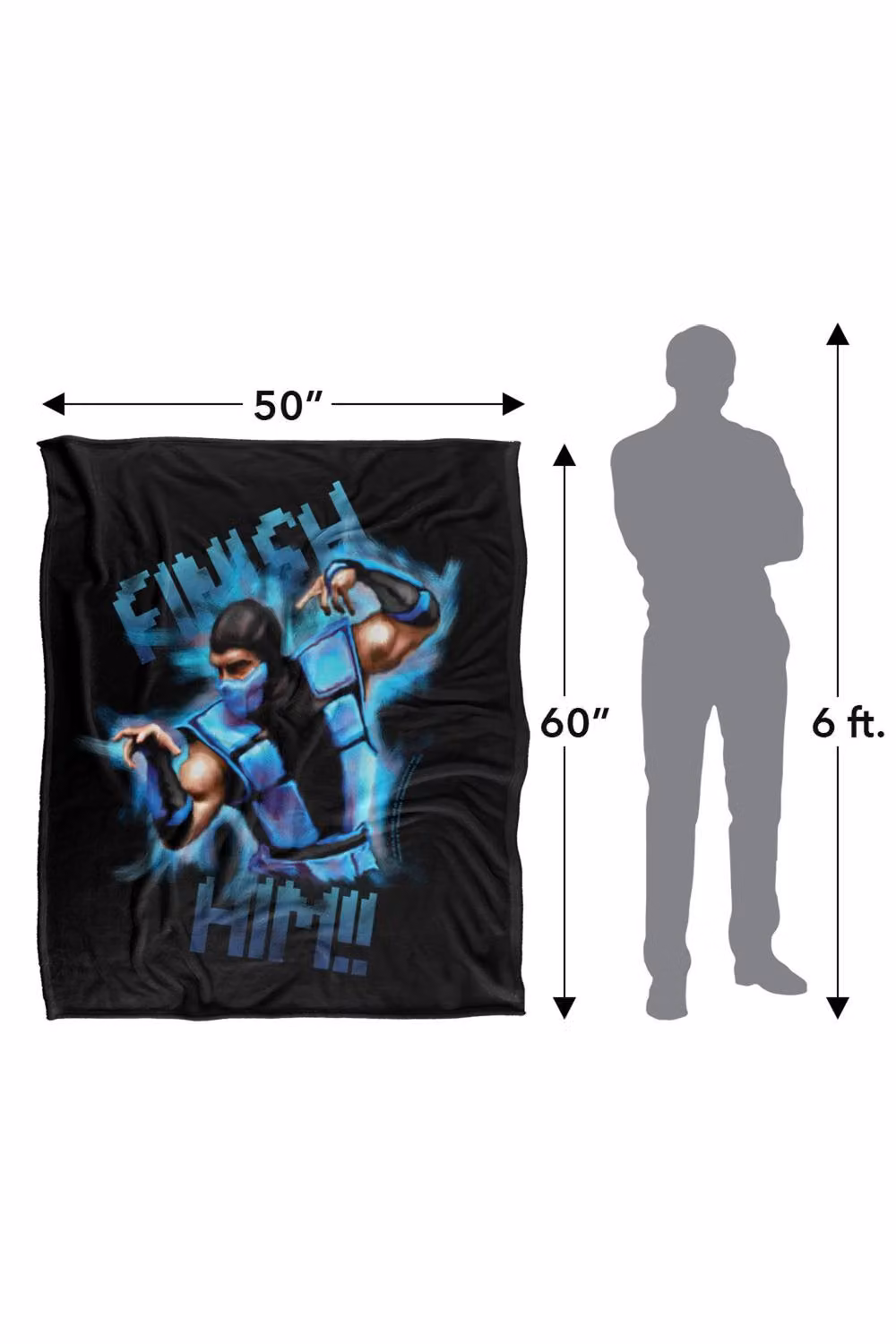 Warner Bros. Mortal Kombat Klassic Finish Him Super Soft Silky Touch Throw Blanket, Black and Multicolour, Large – 3