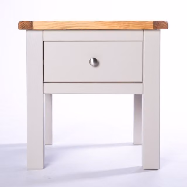 Cabinet Bits Argenta Light Grey 1 Drawer Side Table with Satin Chrome Knob W/D/H: 53 x 53 x 53 cm