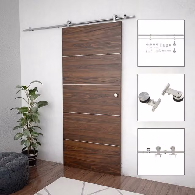 Berkfield Home Sliding Door Hardware Kit, Stainless Steel, Silver, 183 cm