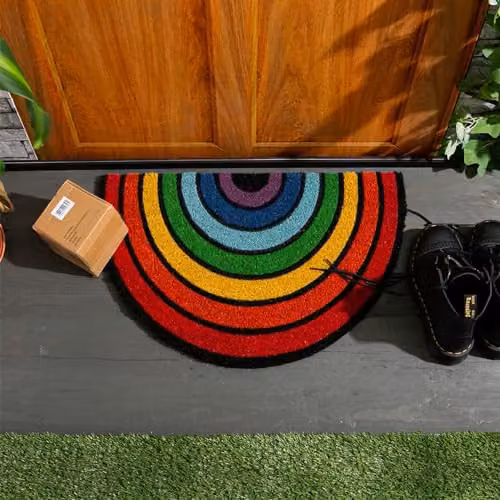 Nicola Spring Half Moon Coir Door Mat, Multicolour, W: 60 cm, D: 40 cm – 2