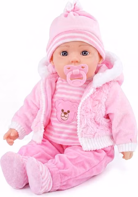 BiBi Soft Body Lifelike Pink and White Function Doll with Dummy