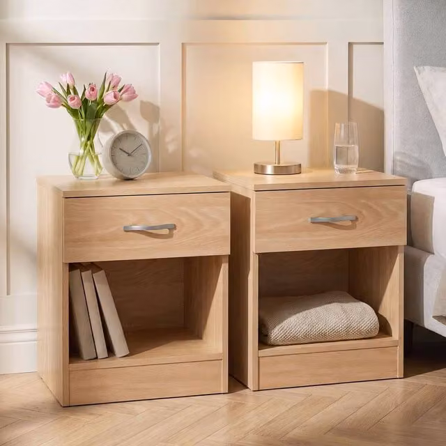 Vida Designs Riano Set of 2 Bedside Chests in Sand and Brown