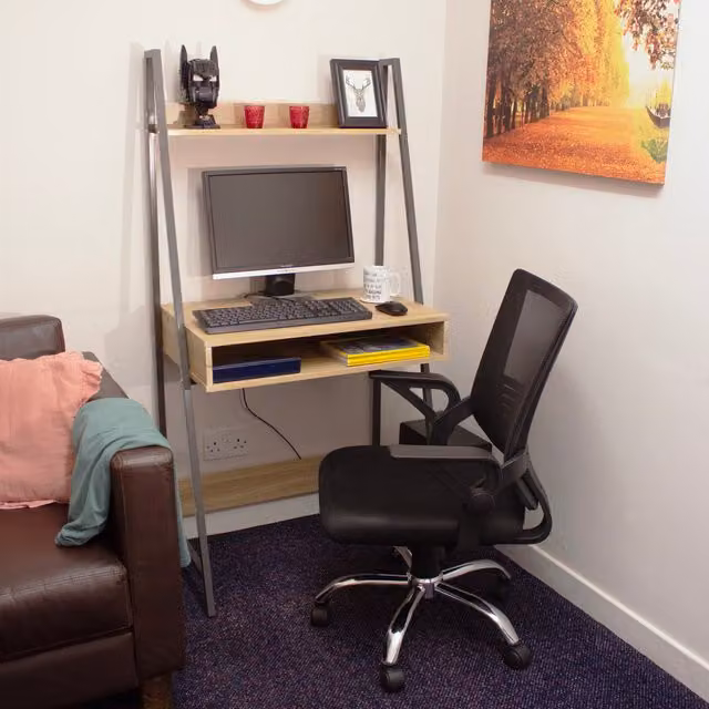 Core Products Ltd Modern Home Office Desk and Height Adjustable Chair Set in Light Oak
