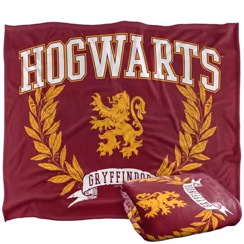 Warner Bros. Harry Potter Hogwarts Gryffindor Red Multicolour Super Soft Fleece Throw Blanket W: 152 cm, D: 127 cm – 1