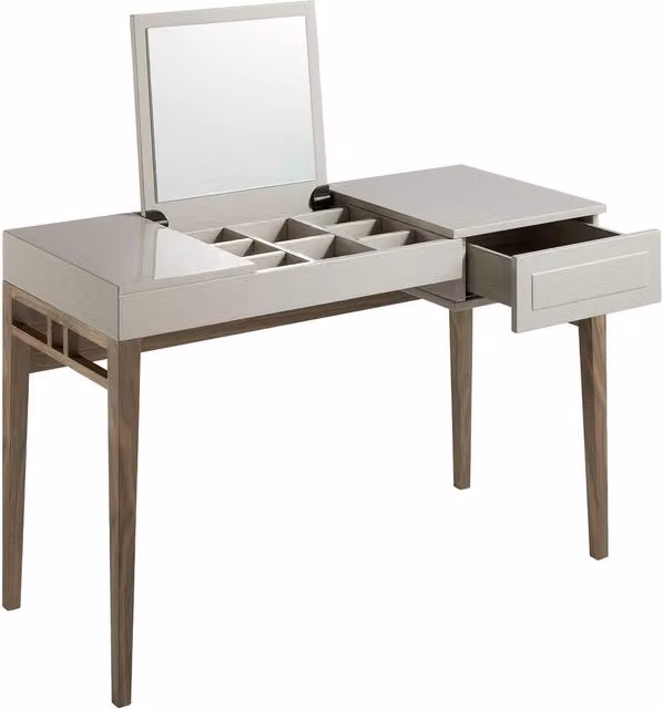 Angel Cerda Grey MDF Dressing Table with Tri-fold Mirror and Drawer, W: 120 cm, D: 50 cm, H: 76 cm – 1