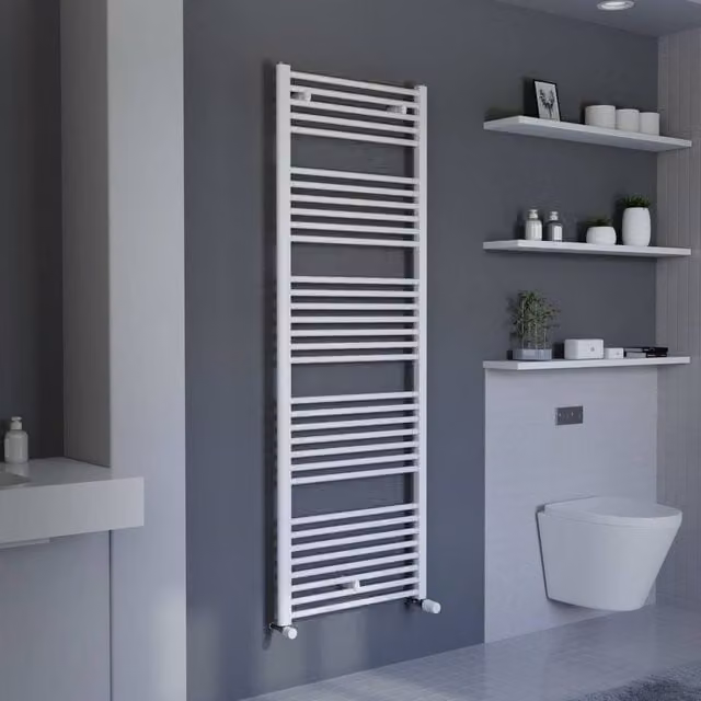 Bathroom Kingdom Primo White Straight Wall Mounted Heated Towel Rail W/H: 60 x 114 cm