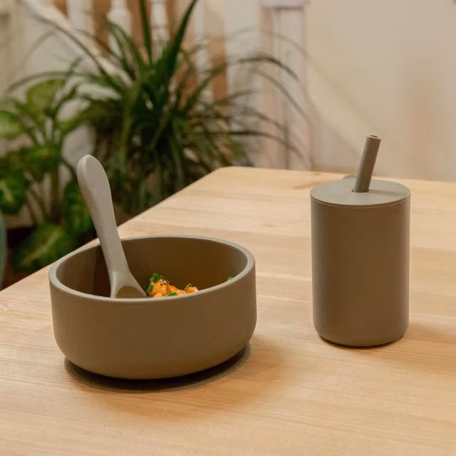Tiny Dining Silicone Baby Suction Cereal Bowl in Green