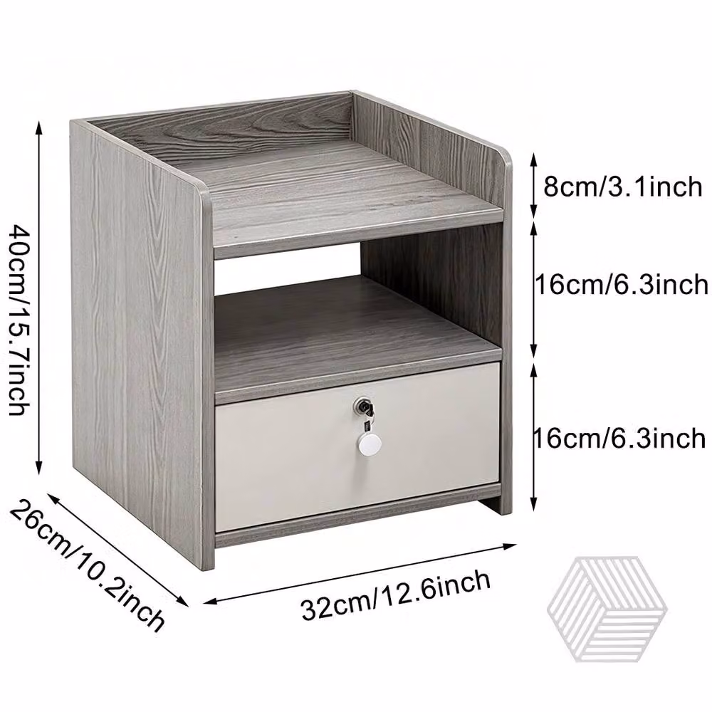 Ventryn Grey Bedside Cabinet with Drawer and Storage Space – 2