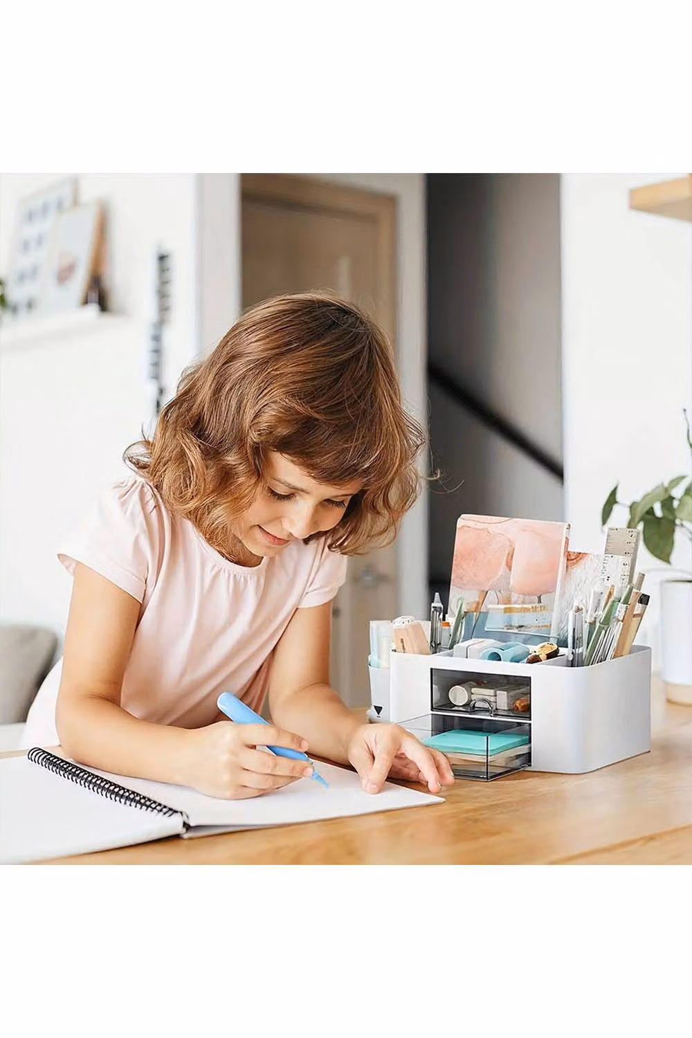 Living and Home Plastic Multi-Compartment Desktop Storage Organiser Box with Drawers, White – 3
