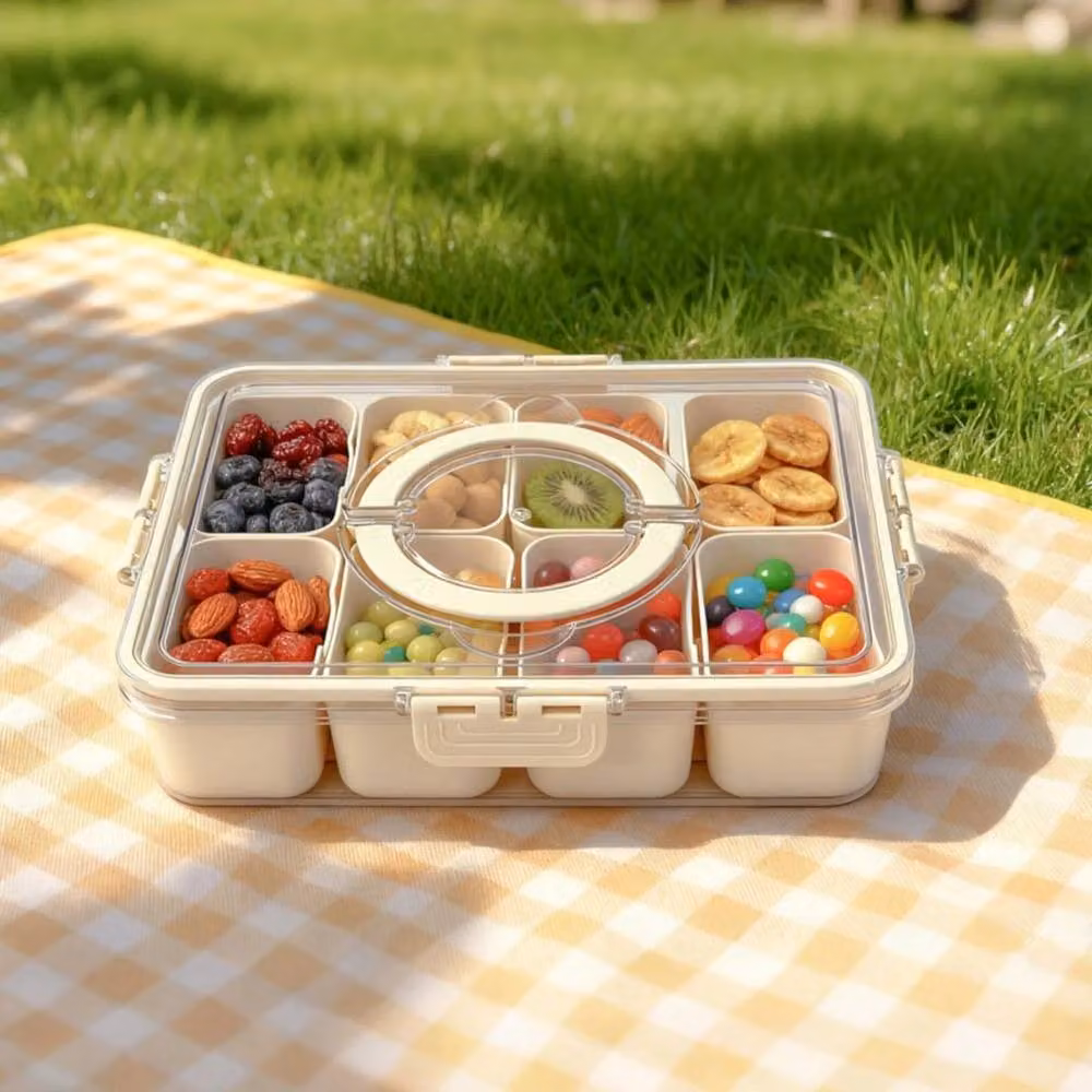 FLAVORA 2-Piece Beige Snackle Box with 8 Divided Compartments, Width: 50 cm – 4